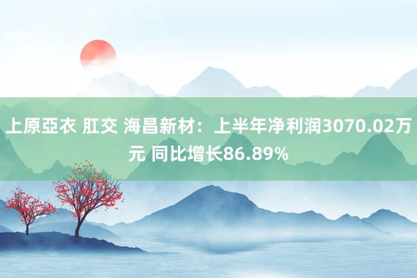 上原亞衣 肛交 海昌新材：上半年净利润3070.02万元 同比增长86.89%