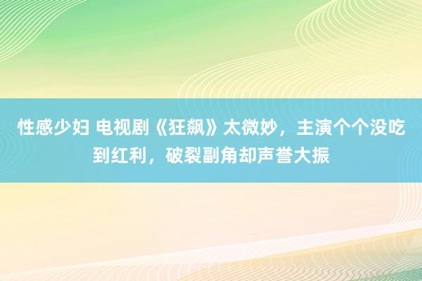 性感少妇 电视剧《狂飙》太微妙，主演个个没吃到红利，破裂副角却声誉大振