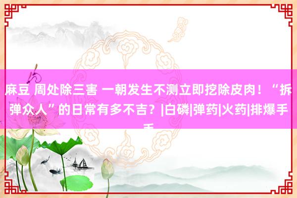 麻豆 周处除三害 一朝发生不测立即挖除皮肉！“拆弹众人”的日常有多不吉？|白磷|弹药|火药|排爆手